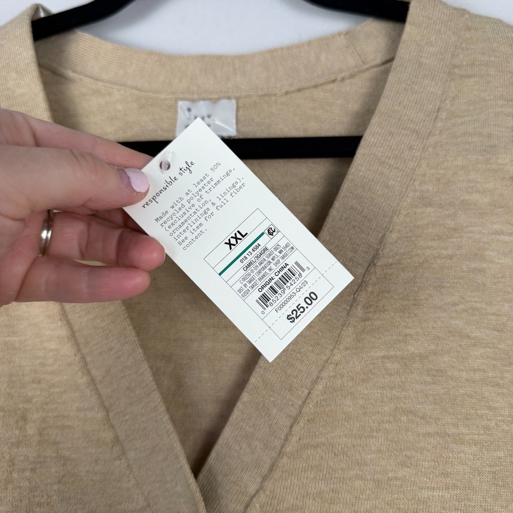 A New Day Cardigan Sweater Womens 2XL Camel Knit Long Sleeve Button-Front Casual - Picture 5 of 11